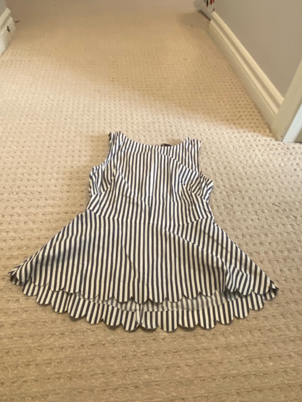 Banana Republic Black and White Striped top with Scallop hem